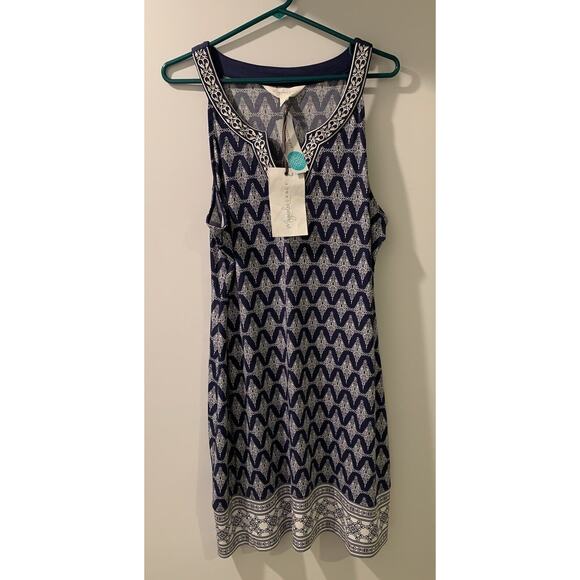 Magnolia Grace Dress Alhambra Embroidered Trim Knit Maxi Dress Indigo Floral - Picture 1 of 6